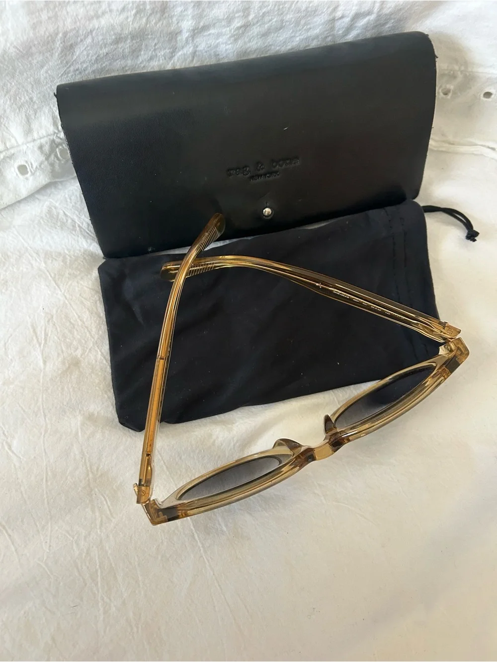 rag & bone Translucent Tan Frame Sunglasses with Black Lenses